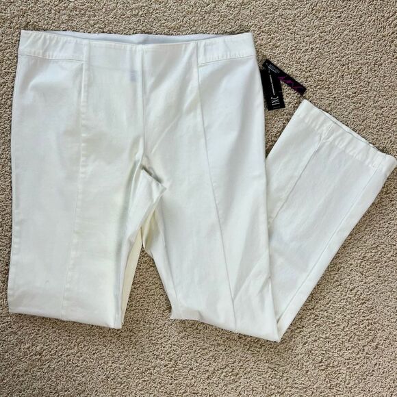 INC INTERNATIONAL CONCEPTS NWT Flat Front Boot Cut Pant Front Seam White Size 14 - Picture 2 of 8